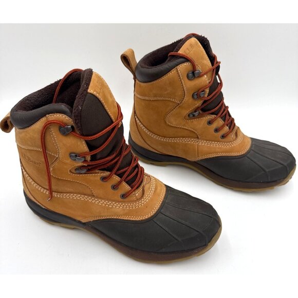 LL Bean Mens 12M Brown Leather Primaloft Storm Chaser Winter Duck Boots TEK 2.0 - Picture 2 of 16